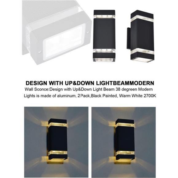 Other | Dusk To Dawn Outdoor Lighting Up Down Square Light Outdoor Wall ...